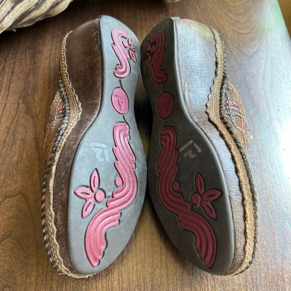 Clarks Artisan size 8 Distressed Leather Wedge Mule Clog Brown - Picture 10 of 11